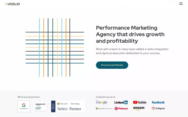 Screenshot of the VOGLIO Marketing Website