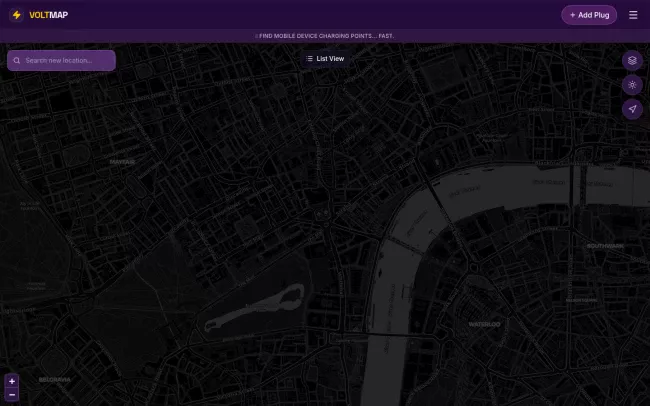 Screenshot of the VoltMap - Find mobile device charging points fast Blog