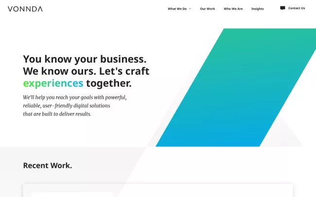 Screenshot of the Vonnda Website