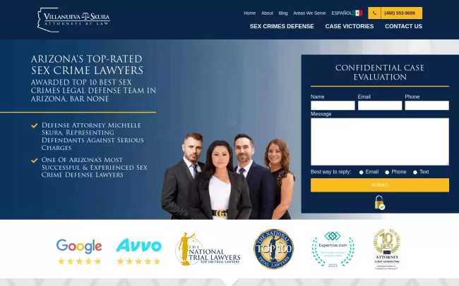 Screenshot of the VS Criminal Defense Attorneys Website