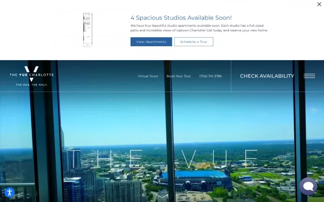 Screenshot of the The VUE Charlotte Website