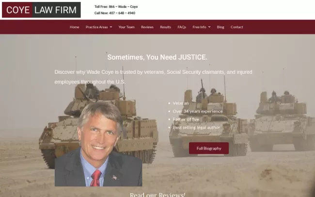 Screenshot of the Wade Coye Website