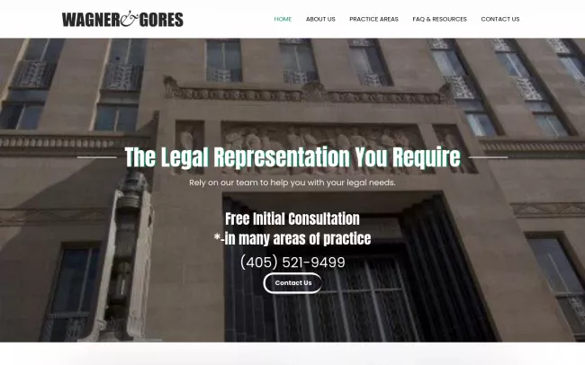 Screenshot of the Wagner Law Firm Website