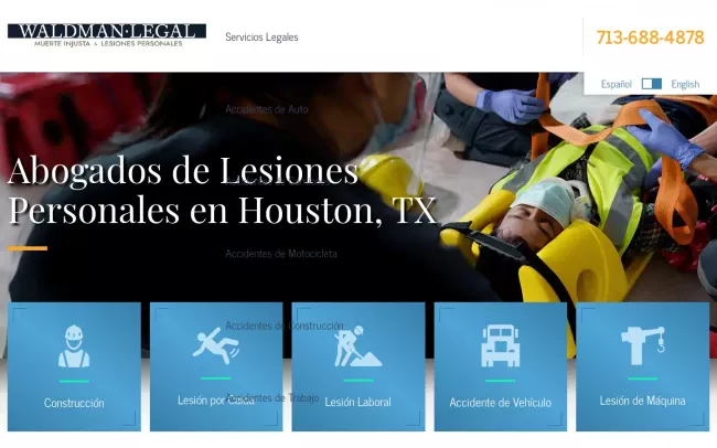 Screenshot of the Waldman Legal Group - Abogado de accidentes Website
