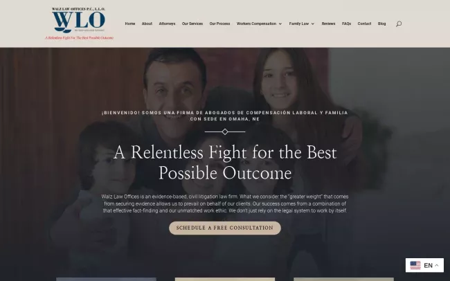 Screenshot of the Walz Law Offices Website