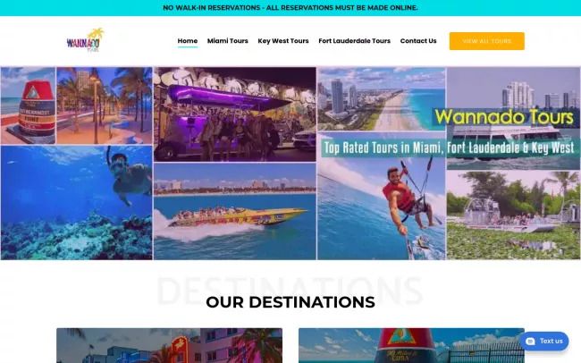Screenshot of the Wannado Tours Website