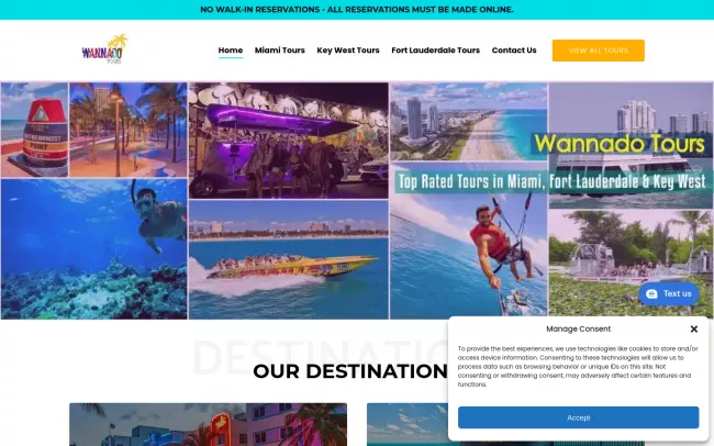 Screenshot of the Wannado Tours Website