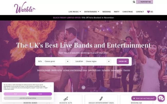 Warble Entertainment Wedding Agency