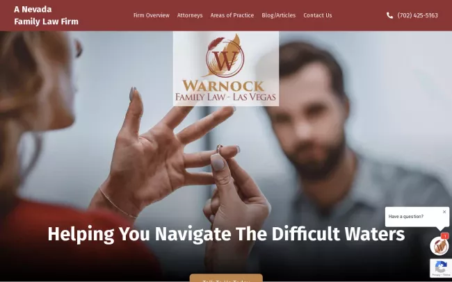 Screenshot of the Warnock Family Law Website