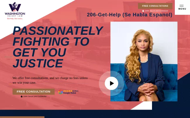 Screenshot of the Washington Injury Law Website