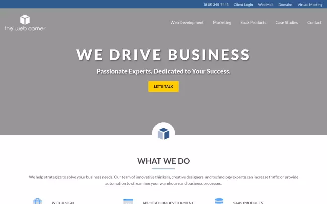 Screenshot of the The Web Corner, Inc. Website