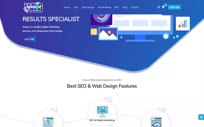 Screenshot of the Web Design Plus SEO Website