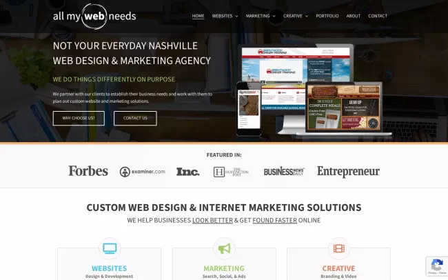 Screenshot of the All My Web Needs Website