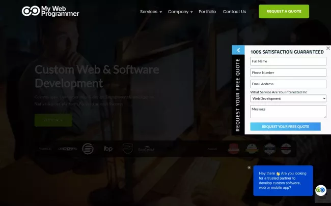 Screenshot of the My Web Programmer Website