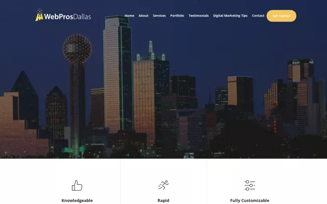 Screenshot of the Web Pros Dallas Website