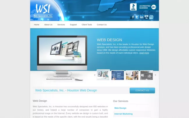 Screenshot of the Web Specialists, Inc. Website