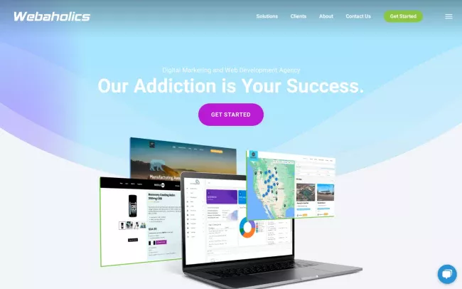 Screenshot of the Webaholics Website