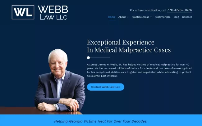 Screenshot of the Webb Law LLC Website