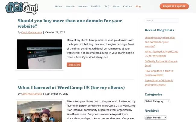WebCami Site Design Blog