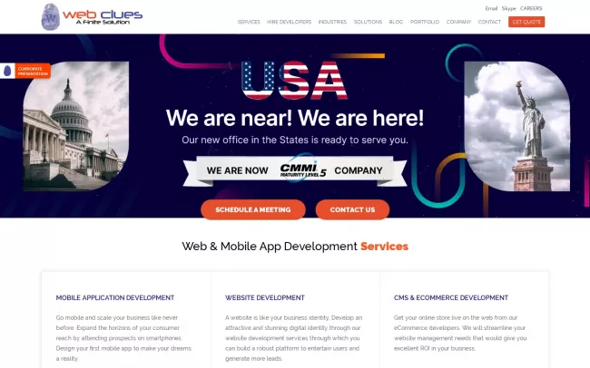 Screenshot of the WebClues Infotech Website