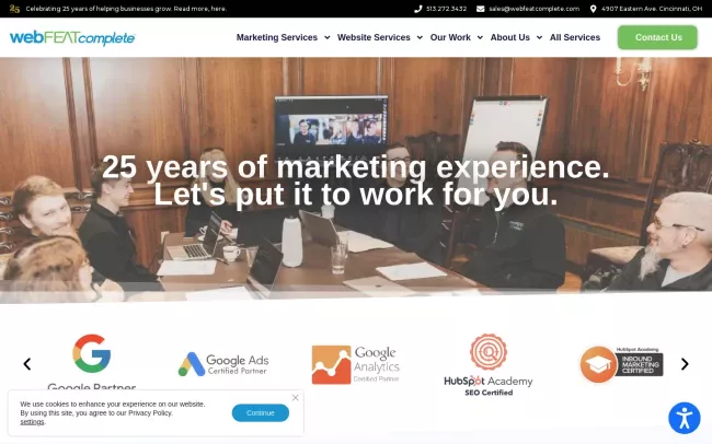 Screenshot of the webFEAT Complete Website