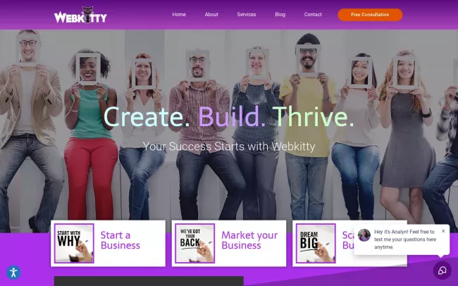 Screenshot of the WebKitty Creative Services LLC Website