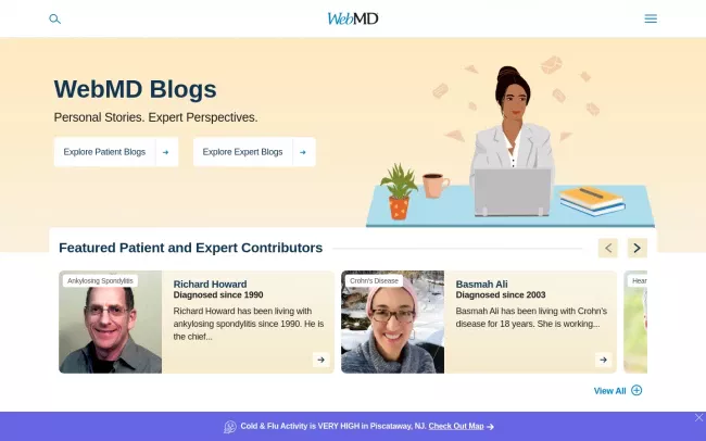 Screenshot of the WebMD Healthcare Blogs