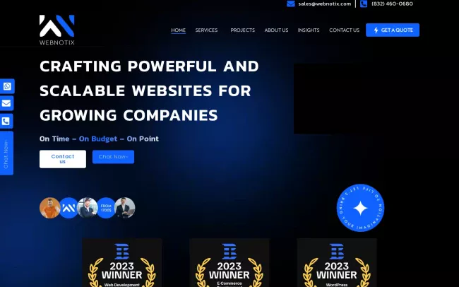 Screenshot of the Webnotix Website