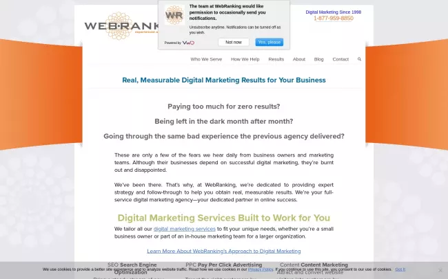 Screenshot of the WebRanking Website