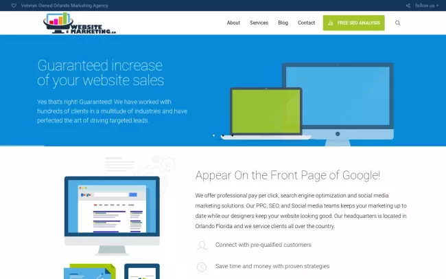 Screenshot of the Website Marketing Company Website