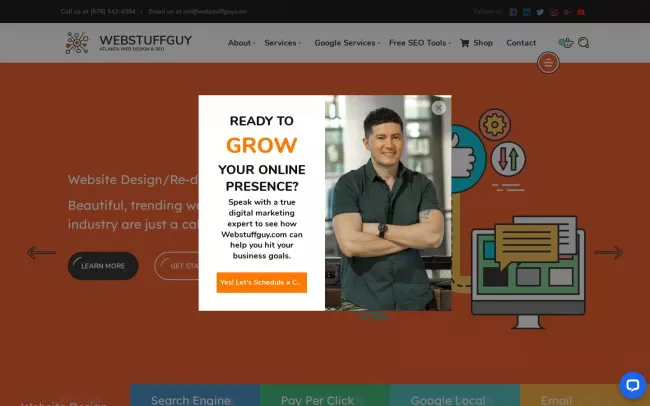 Screenshot of the Webstuffguy Website