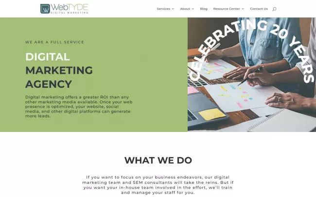 Screenshot of the Webtyde Digital Marketing Website