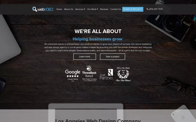 Screenshot of the webVDEO Website