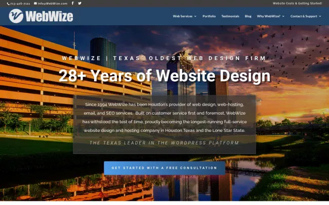 Screenshot of the WebWize Website