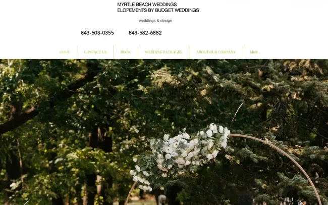 Screenshot of the Wedding Myrtle Beach South Carolina Website