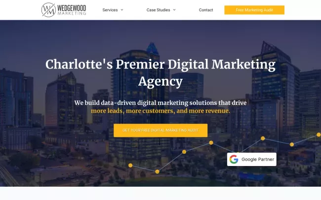 Screenshot of the Wedgewood Marketing Website