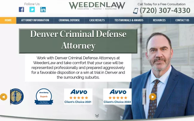Screenshot of the WeedenLaw Website