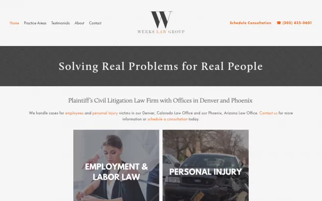 Screenshot of the Weeks Law Group, LLC Website