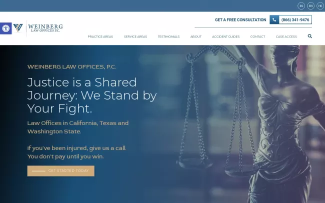 Screenshot of the Weinberg Law Offices P.C. Website
