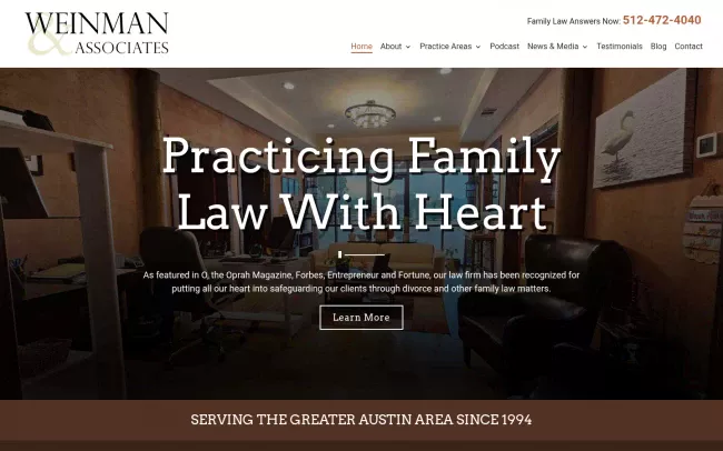 Screenshot of the Weinman & Associates, P.C. Website