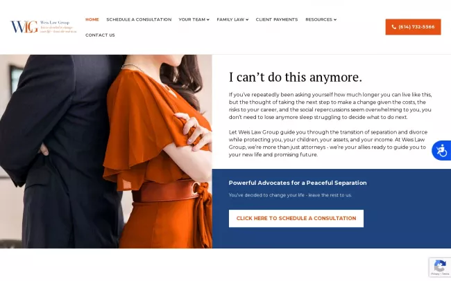Screenshot of the Weis Law Group Website