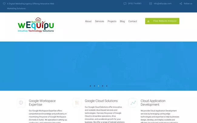 Screenshot of the wEquipuSEO Website