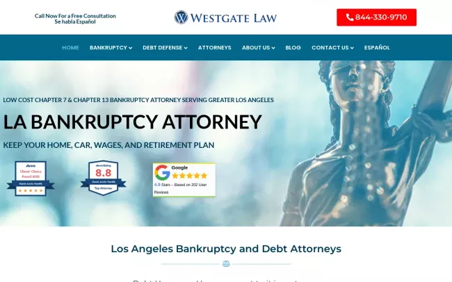 Screenshot of the Westgate Law Website