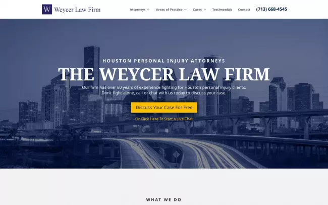 Screenshot of the Weycer Law Firm, P.C. Website