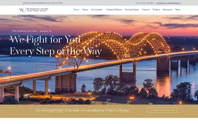 Screenshot of the The Wharton Law Firm Website