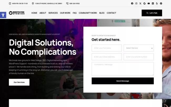 Screenshot of the White Fox Studios Website