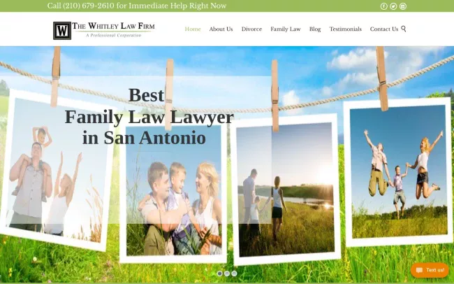 Screenshot of the The Whitley Law Firm, P.C. | Divorce Lawyers San Antonio Website