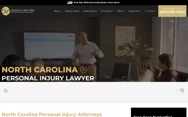 Screenshot of the Whitley Law Firm Website