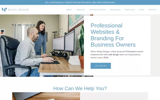 Screenshot of the Wicky Design Website