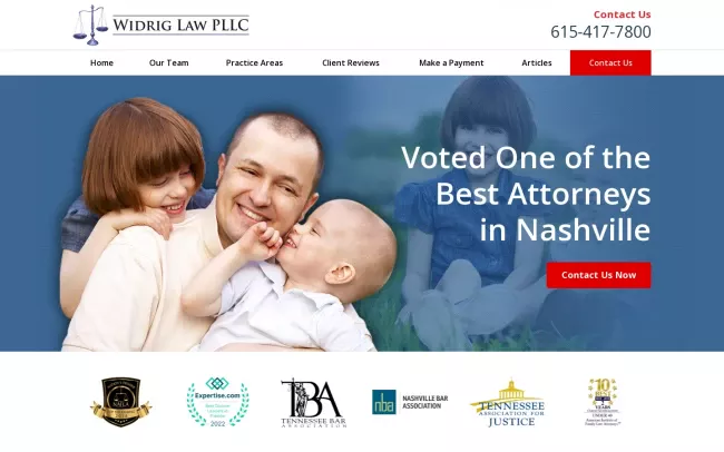 Screenshot of the Widrig Law PLLC Divorce Lawyers Website